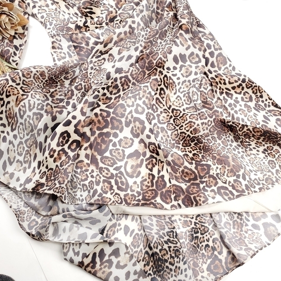 Elie Tahari Distressed Leopard Print Dress Sz 2 - Picture 7 of 16